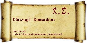 Kőszegi Domonkos névjegykártya